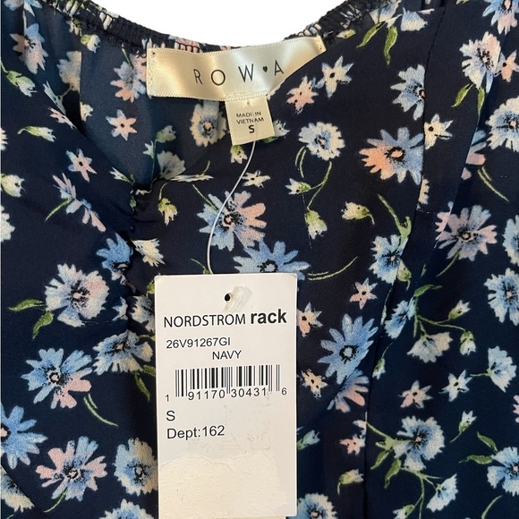 Nordstrom Rack Rowa Blue Floral Print Short Sleeve Casual Event Maxi Dress Small - Picture 4 of 10